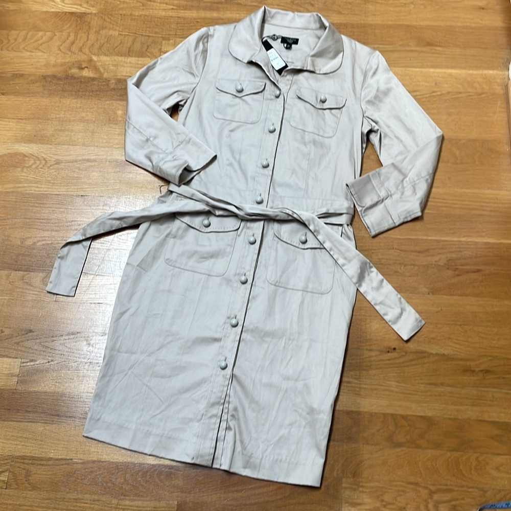 NWT Talbots Khaki Cotton Shirt Dress Size 6P